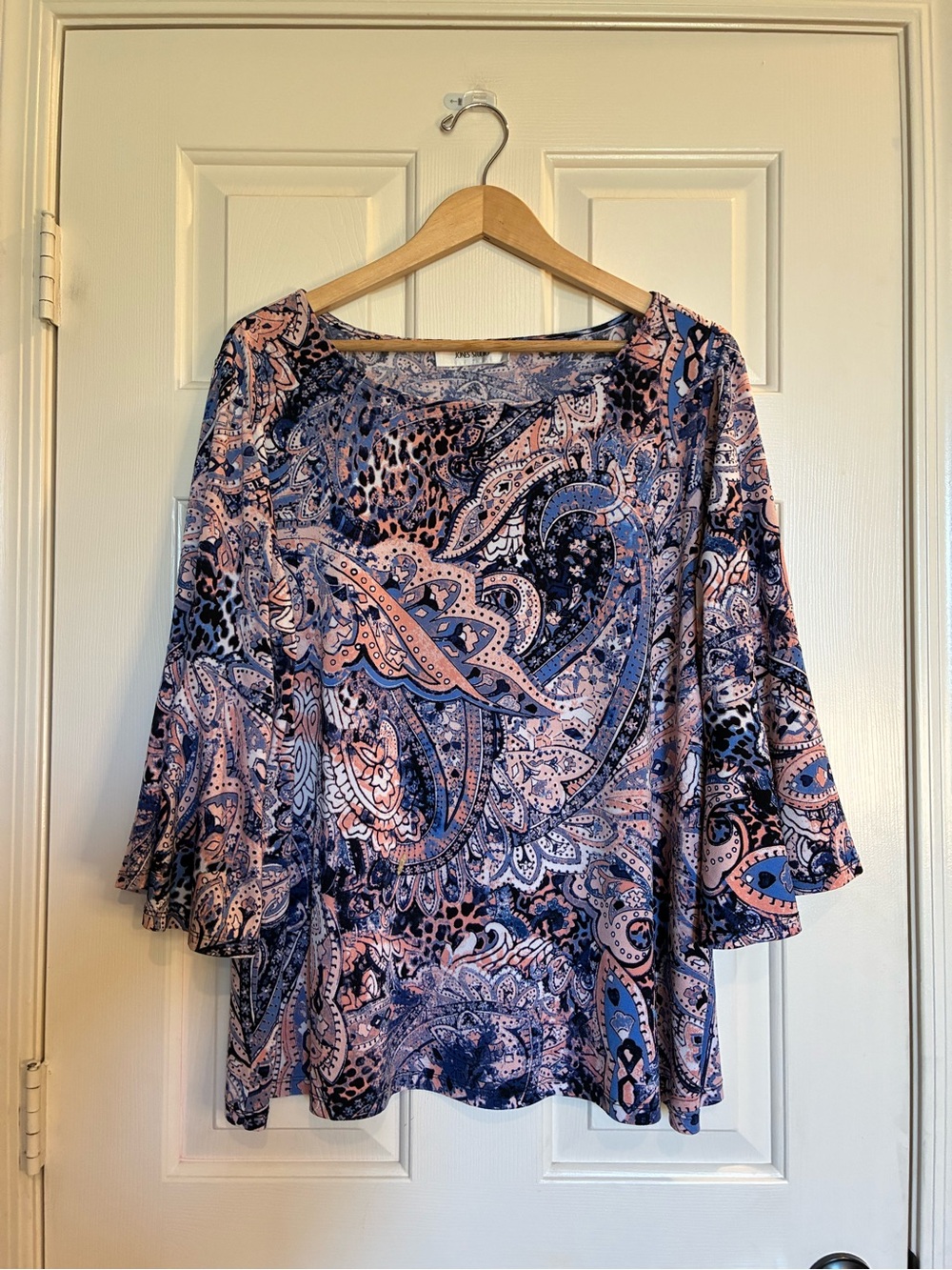 Jones Studio Navy and Pink Paisley Flared Tunic
